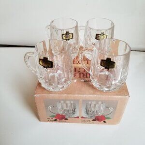 Crystal Liqueur Glasses Heirloom Collection with Finger Handle Lot of 4 Vintage